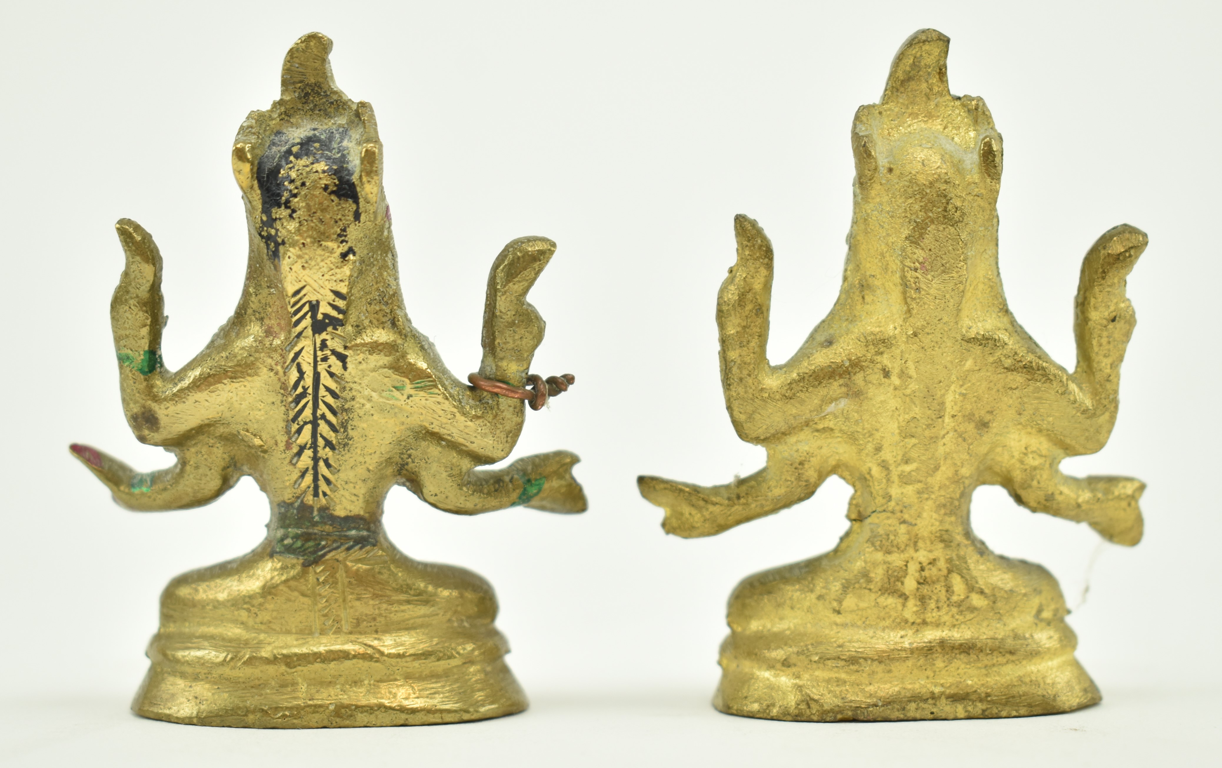 TWO 20TH CENTURY INDIAN BRASS MINIATURES OF SEATED TARA - Image 5 of 6