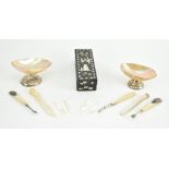 COLLECTION OF MOTHER OF PEARL INLAID ITEMS AND TRINKETS
