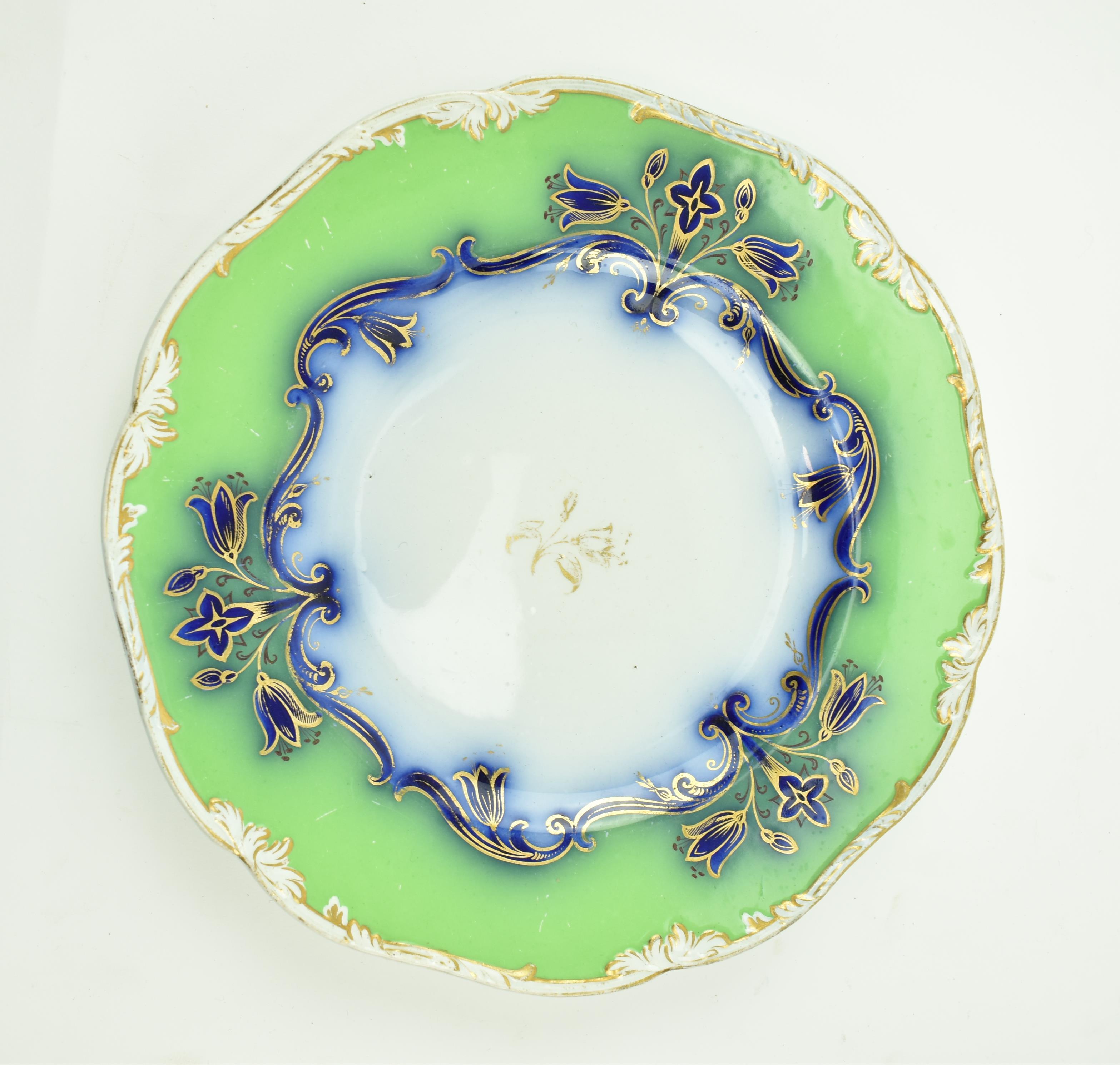 MINTON COBALT BLUE PLATES, A WEDGWOOD PLATE & MAJOLICA PLATTER - Image 2 of 11