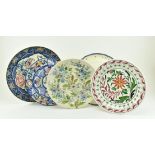 COLLECTION OF FIVE LARGE DECORATIVE CERAMIC WALL CHARGERS