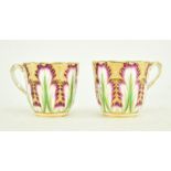 TWO MID 19TH CENTURY RIDGWAY PORCELAIN TEA CUPS WITH HANDLE