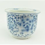 VINTAGE CHINESE BLUE AND WHITE CERAMIC PEONY PLANTER