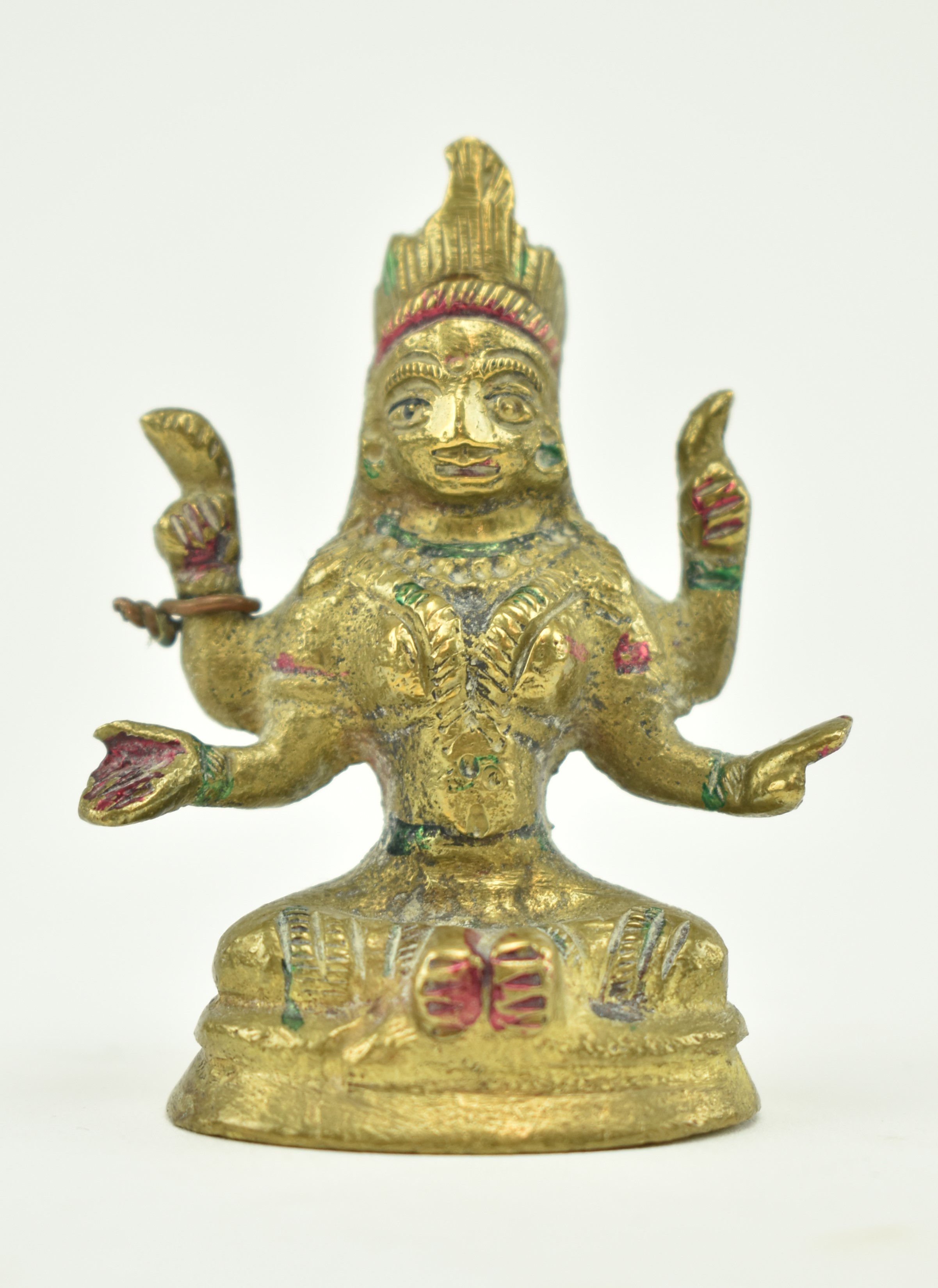 TWO 20TH CENTURY INDIAN BRASS MINIATURES OF SEATED TARA - Image 2 of 6