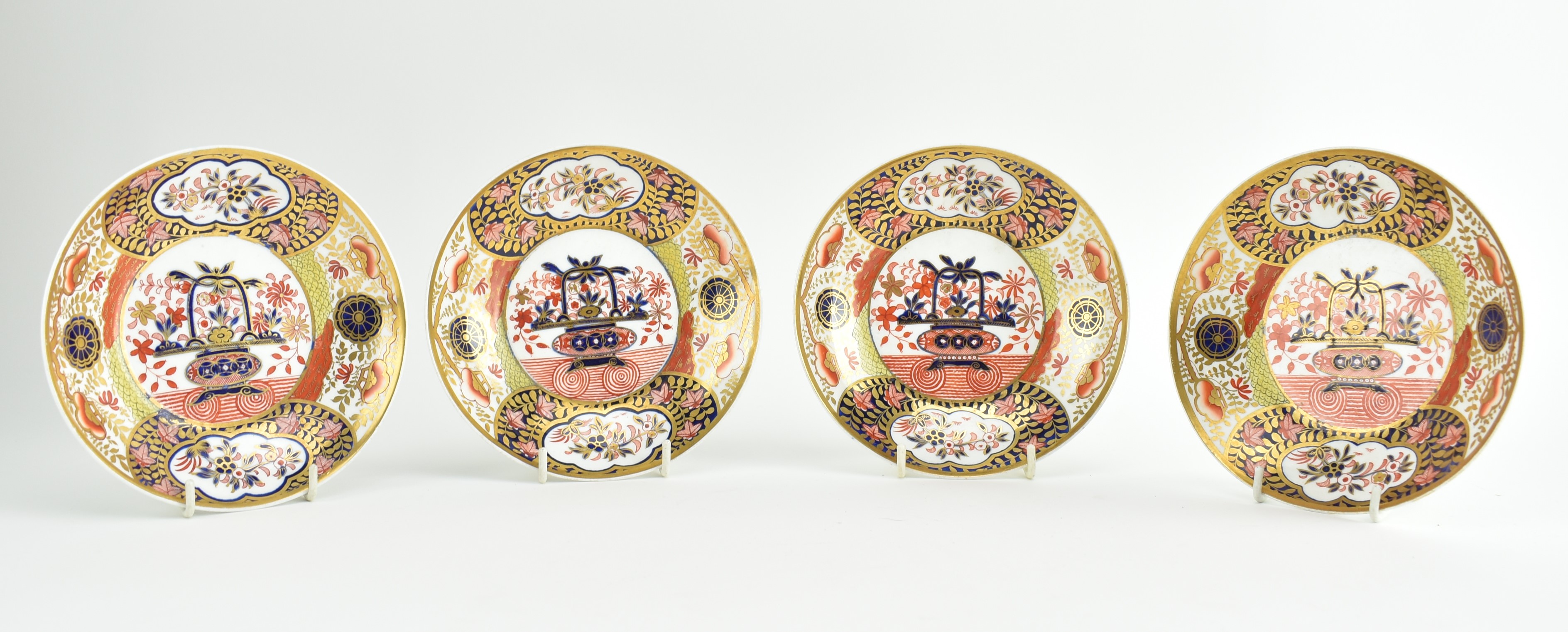 SPODE - GROUP OF FOUR 19TH CENTURY IMARI GILT SAUCERS/PLATES