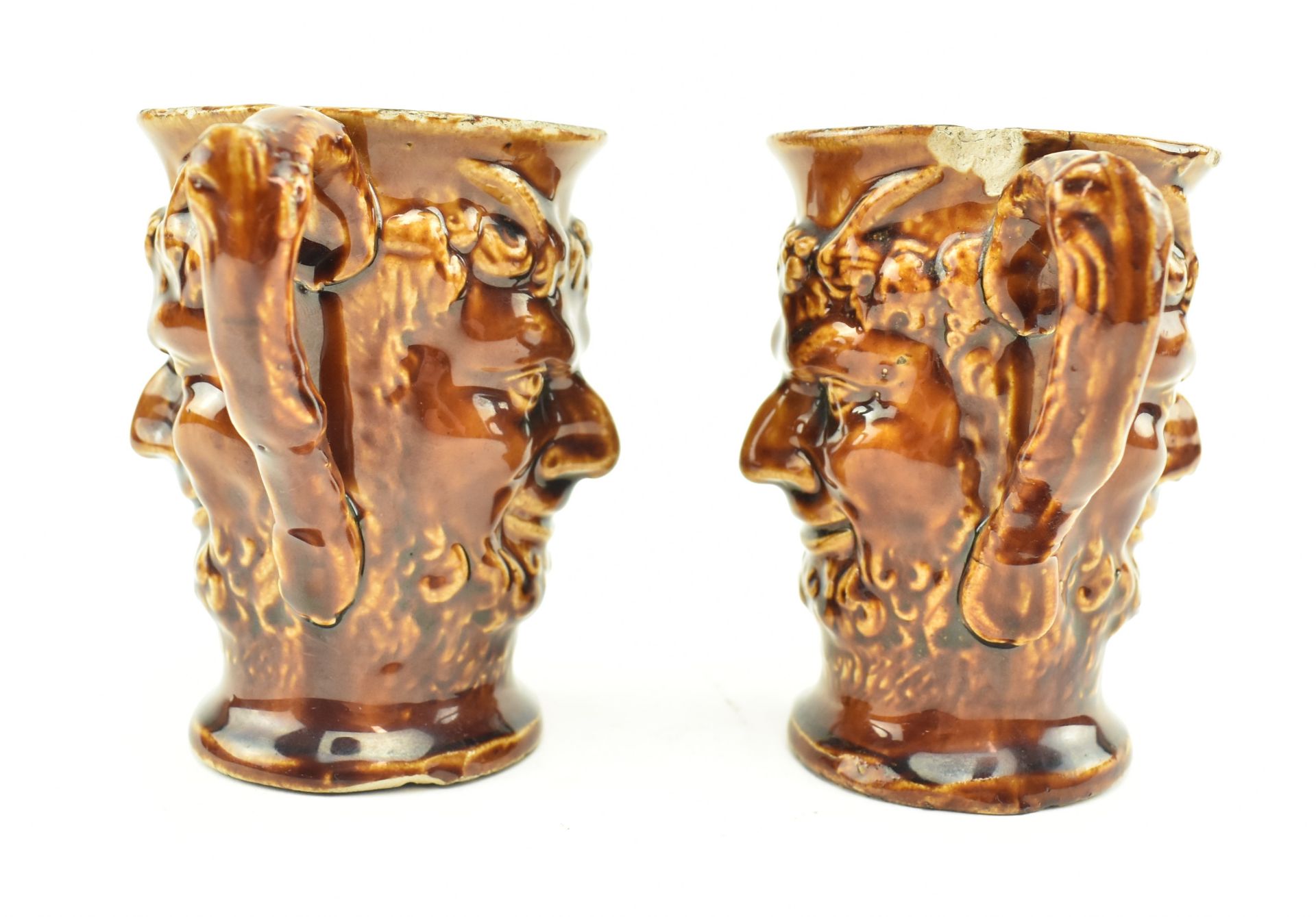 PAIR OF VICTORIAN STONEWARE TWIN HANDLED BACCHUS CUPS - Image 3 of 5