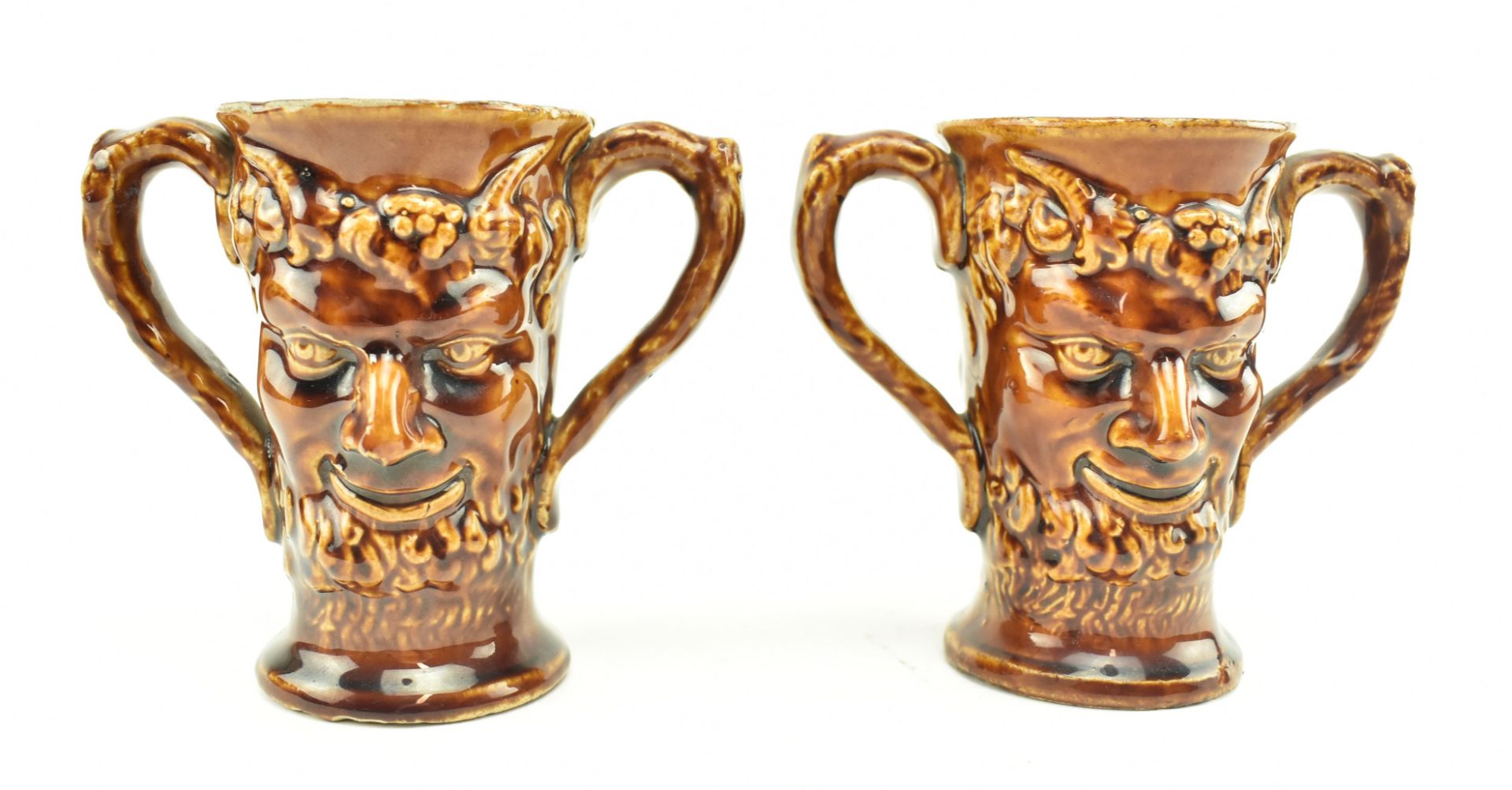 PAIR OF VICTORIAN STONEWARE TWIN HANDLED BACCHUS CUPS - Image 4 of 5