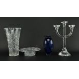 COLLECTION OF VINTAGE CUT GLASS & STUDIO ART GLASS ITEMS