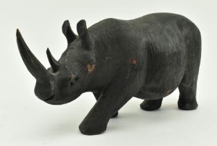 VINTAGE 20TH CENTURY TRIBAL EBONY CARVED RHINO