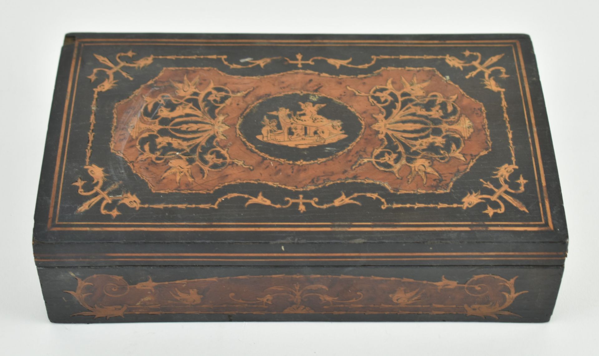 20TH CENTURY EUROPEAN MARQUETRY INLAID WOODEN JEWELRY BOX - Image 2 of 7