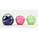 JOHN DITCHFIELD FOR GLASSFORM - 2 APPLE PAPERWEIGHTS & 1 OTHER
