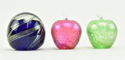 JOHN DITCHFIELD FOR GLASSFORM - 2 APPLE PAPERWEIGHTS & 1 OTHER