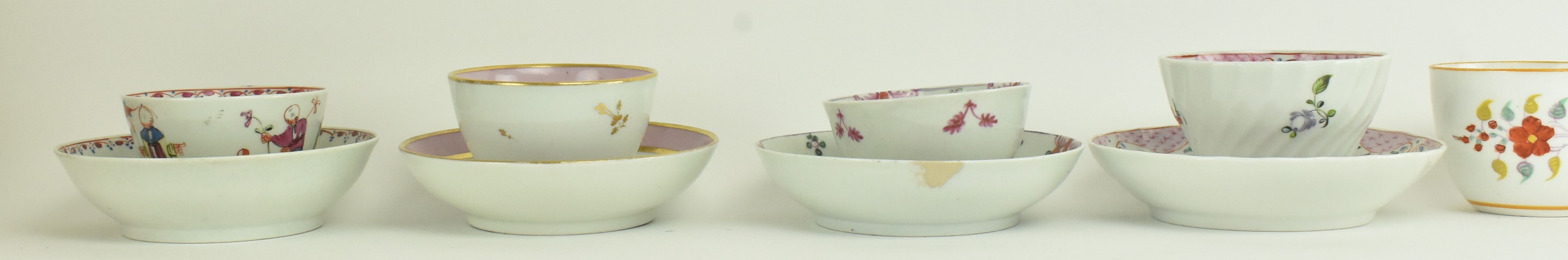 GROUP OF 18TH CENTURY NEWHALL PORCELAIN CUPS AND SAUCERS - Image 3 of 7