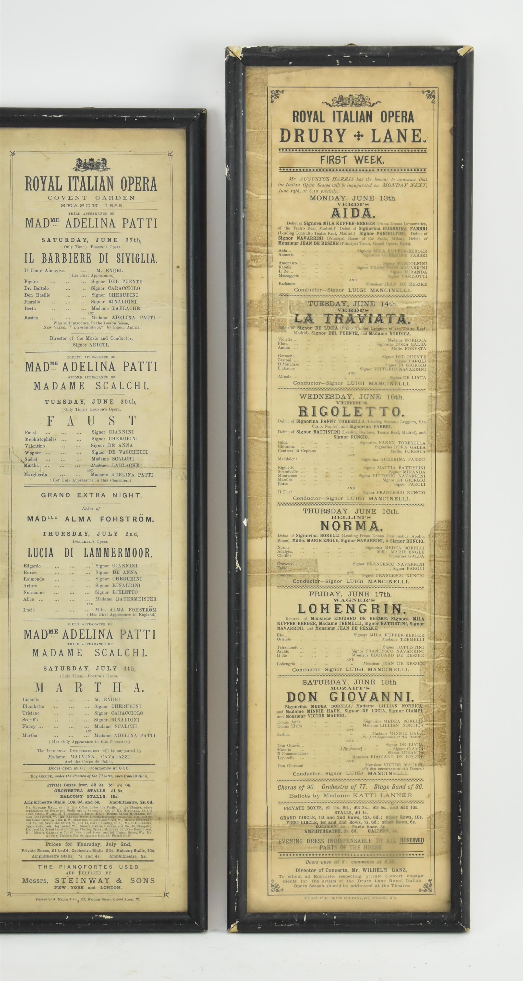 TWO VICTORIAN ROYAL ITALIAN OPERA PROGRAMMES, FRAMED - Image 2 of 6