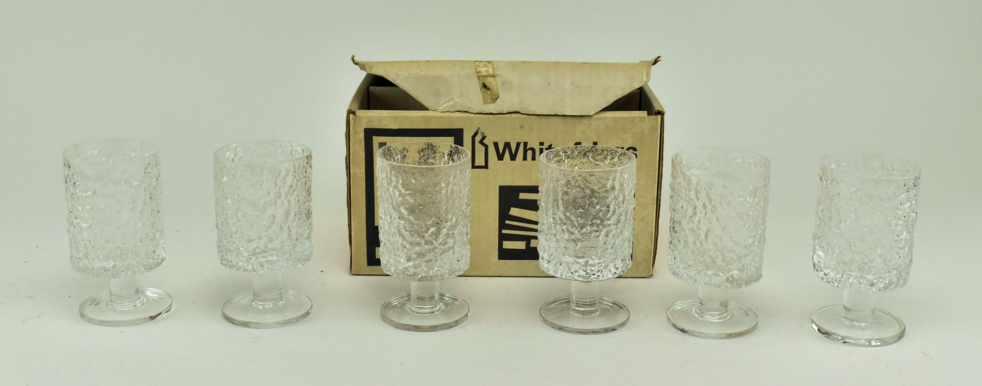 WHITEFRIARS - SIX VINTAGE GLACIER WINE GLASSES IN ORIG. BOX - Bild 2 aus 6