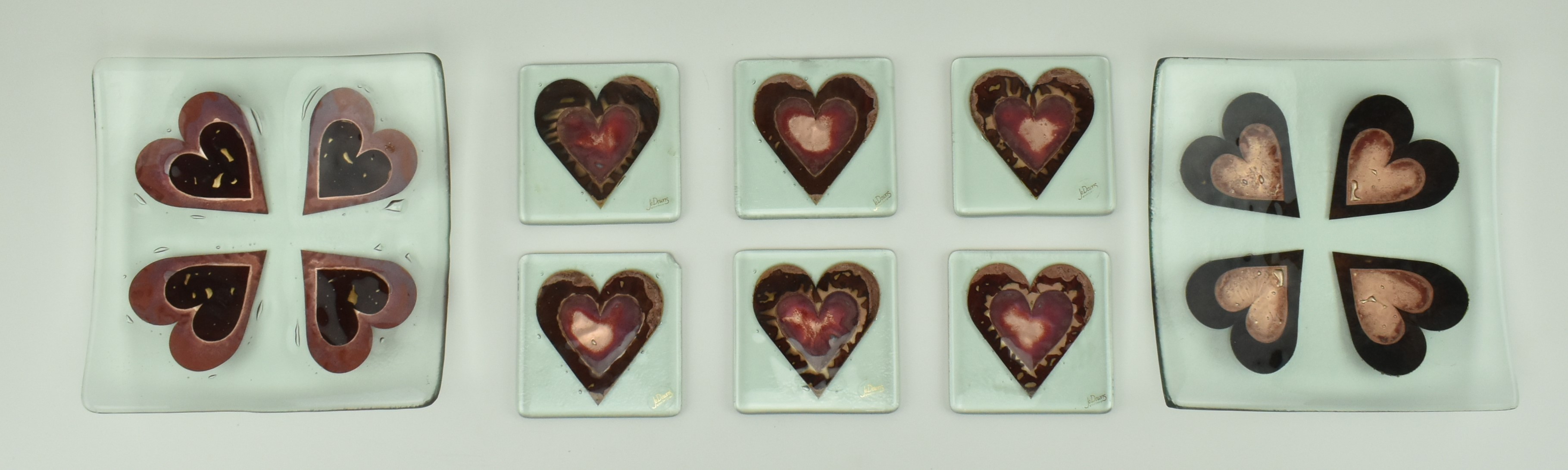 JO DOWNS - COLLECTION OF STUDIO GLASS COASTERS & PLATTERS