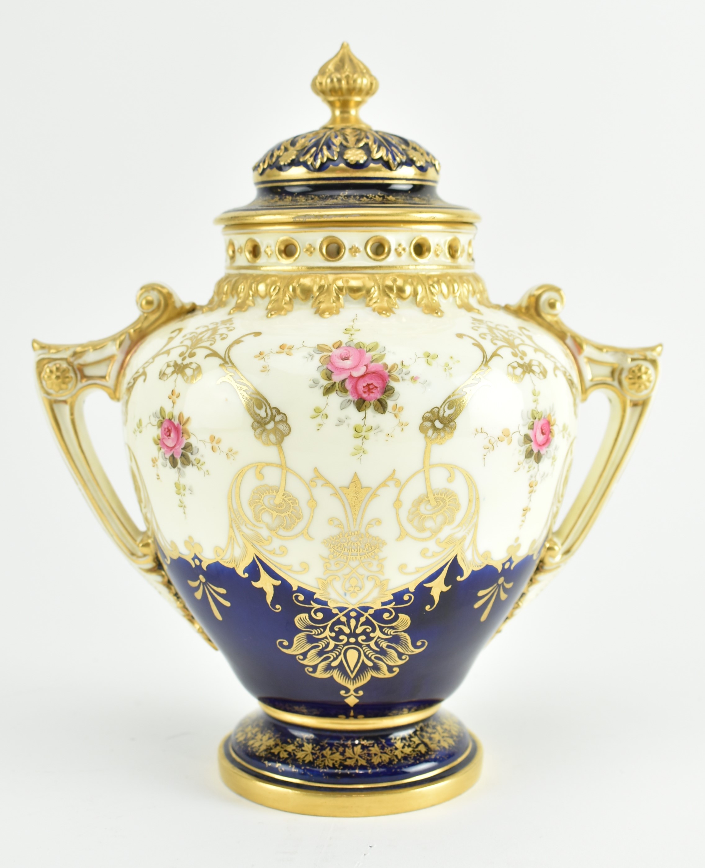 19TH CENTURY COALPORT HAND PAINTED LIDDED URN VASE - Image 2 of 9