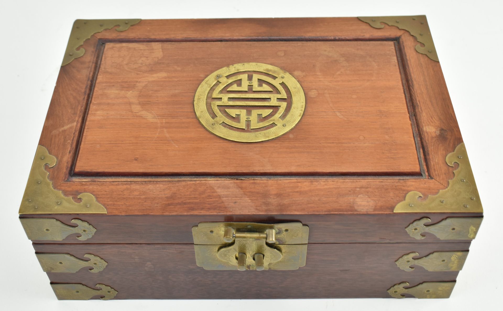 LARGE 20TH CHINESE HARDWOOD TWO TIER JEWELLERY BOX - Image 2 of 7