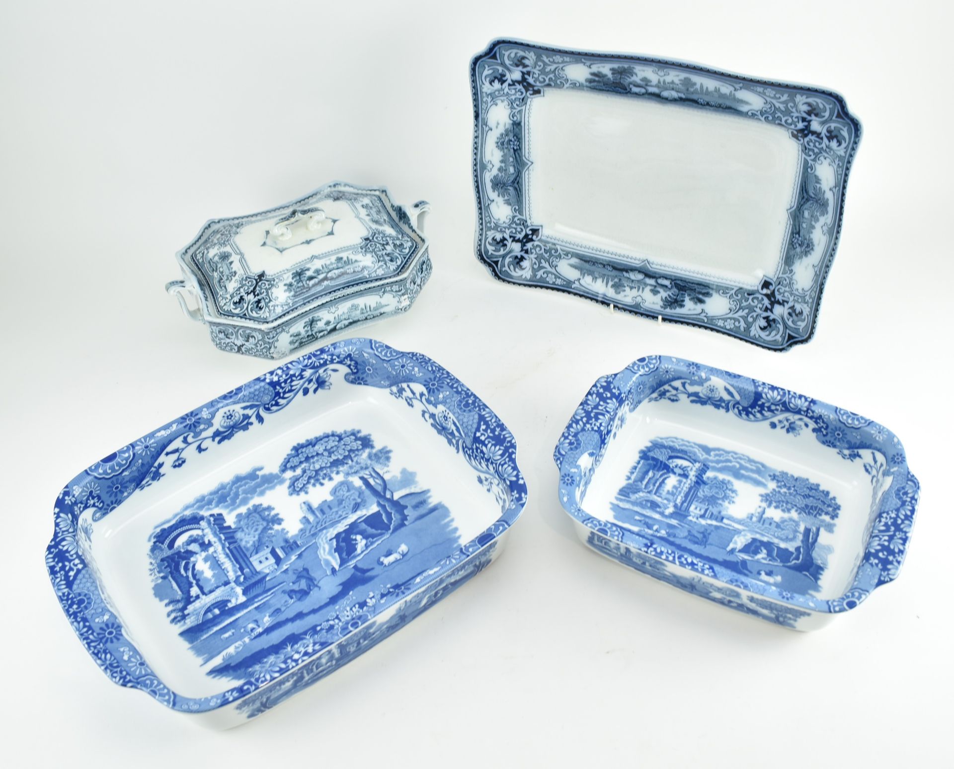 SPODE & BURSLEM - BLUE AND WHITE BAKING DISHES & TUREEN - Image 2 of 12