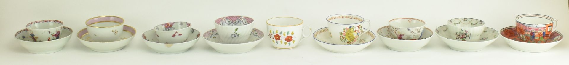 GROUP OF 18TH CENTURY NEWHALL PORCELAIN CUPS AND SAUCERS - Image 2 of 7