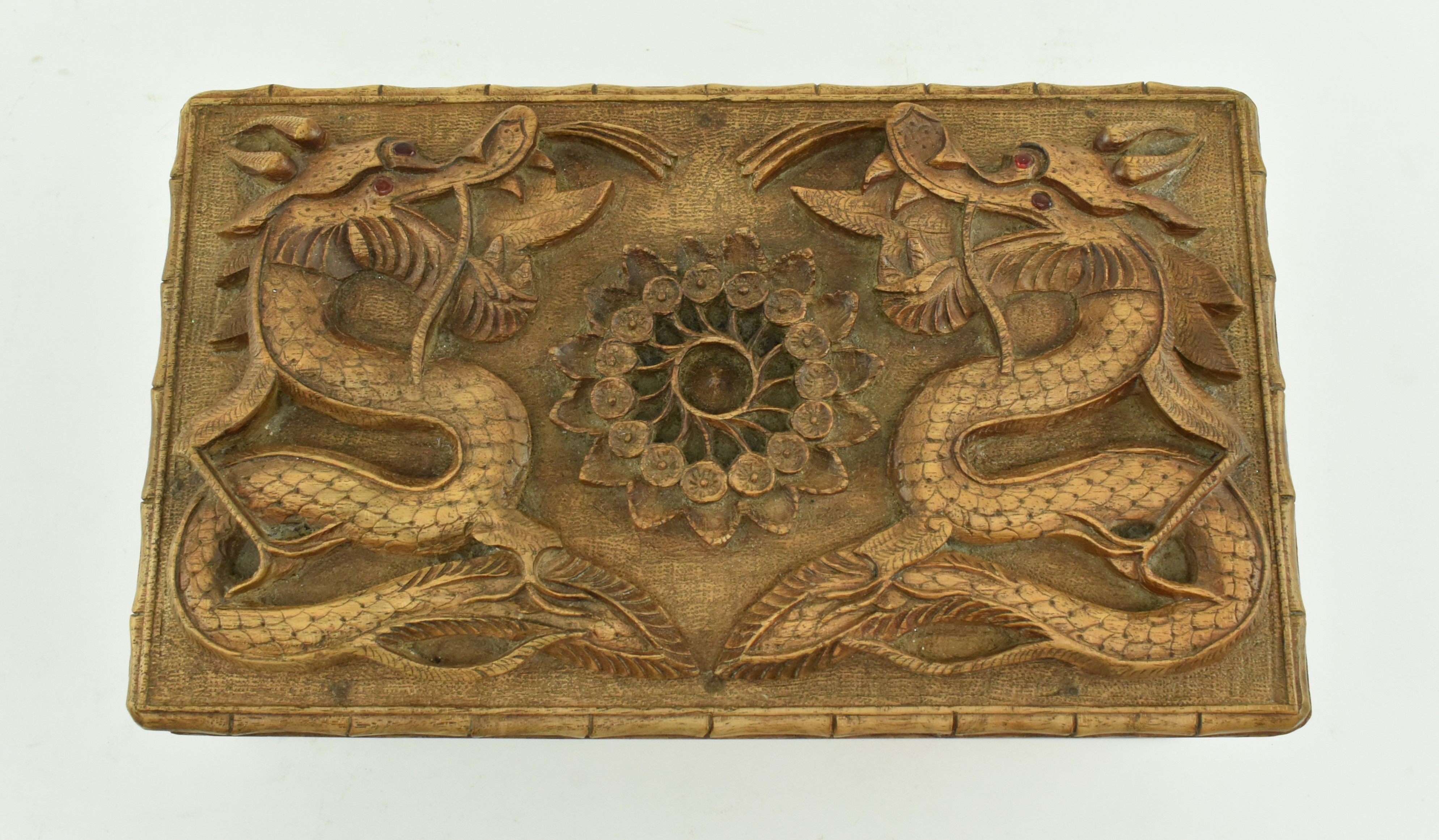 TWO HAND CARVED WOODEN BOXES - Image 6 of 10