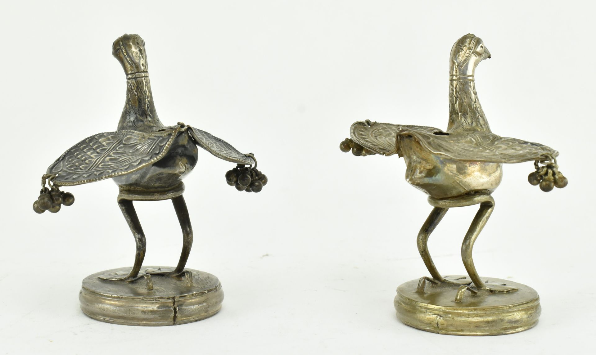 PAIR OF JAPANESE BRONZE HERONS AND A BRONZE DRAGON PLATE - Image 5 of 6