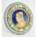 ITALIAN HAND PAINTED PORTRAIT OF A LADY CERAMIC WALL PLATE