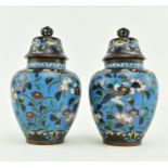 PAIR OF JAPANESE MEIJI PERIOD CLOISONNE JARS WITH COVER