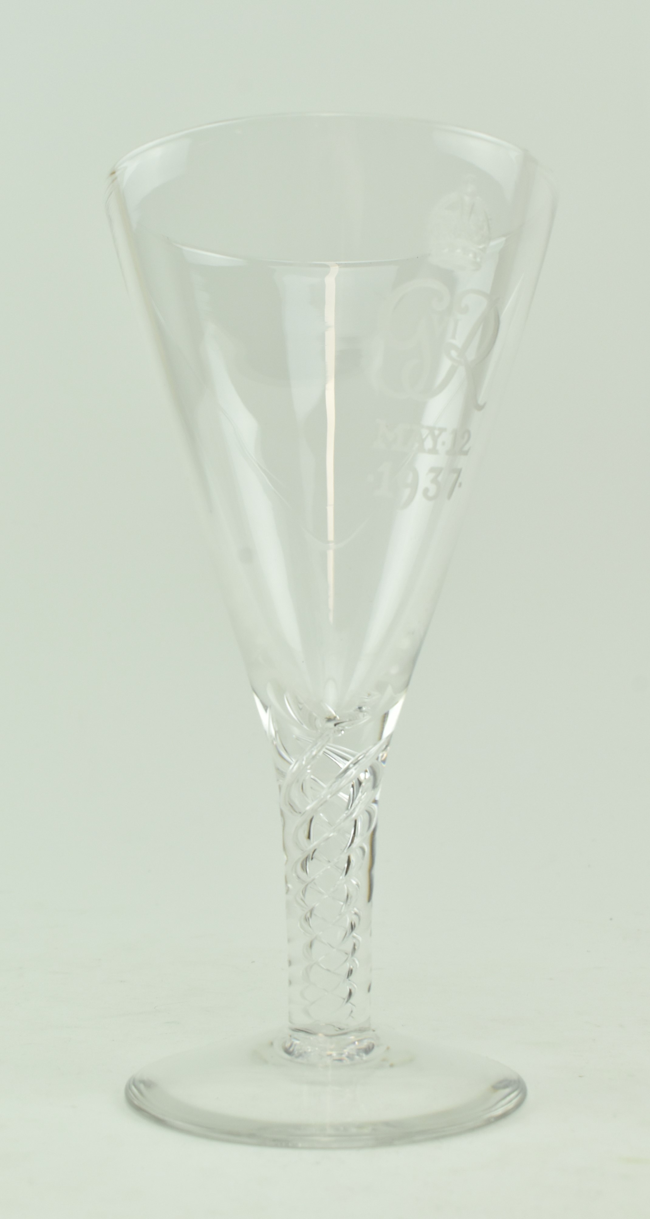 STUART GLASS - 1937 COMMEMORATIVE ETCHED GLASS CHALICE - Image 7 of 7