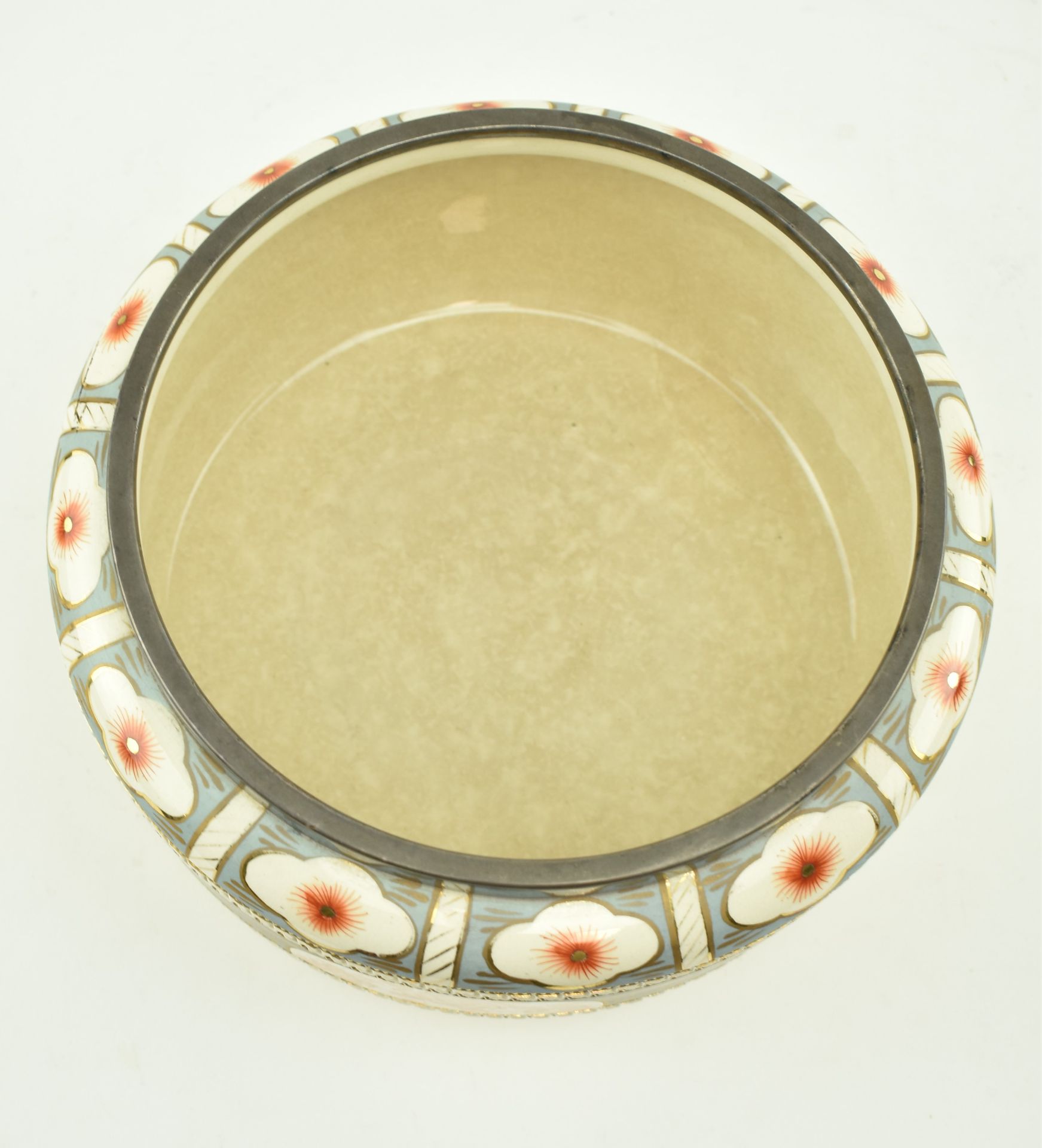 VICTORIAN STONEWARE & SILVER PLATED SALAD BOWL AND SERVERS - Image 2 of 8