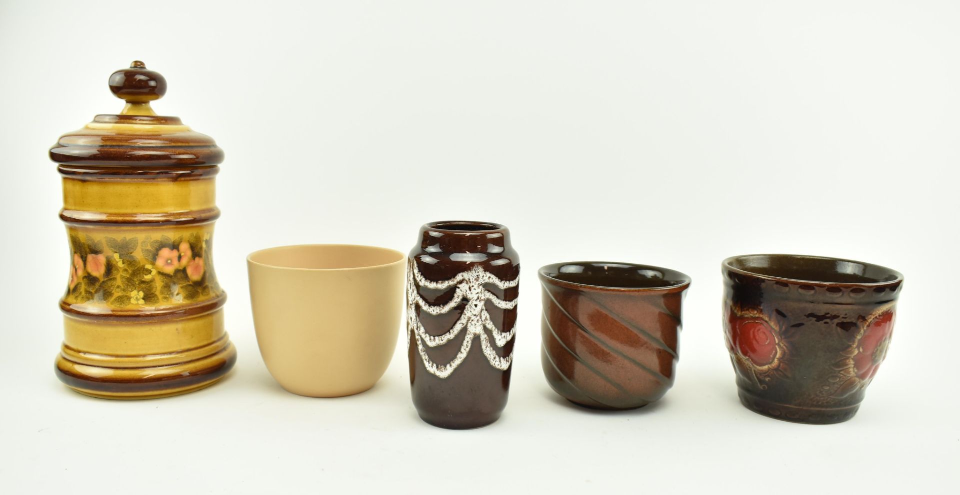 COLLECTION OF FIVE WEST GERMAN POTTERY PLANT POTS - Image 2 of 10