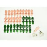 INTERIORS. COLLECTION OF PINK & GREEN CUT GLASS KEYHOLE COVERS