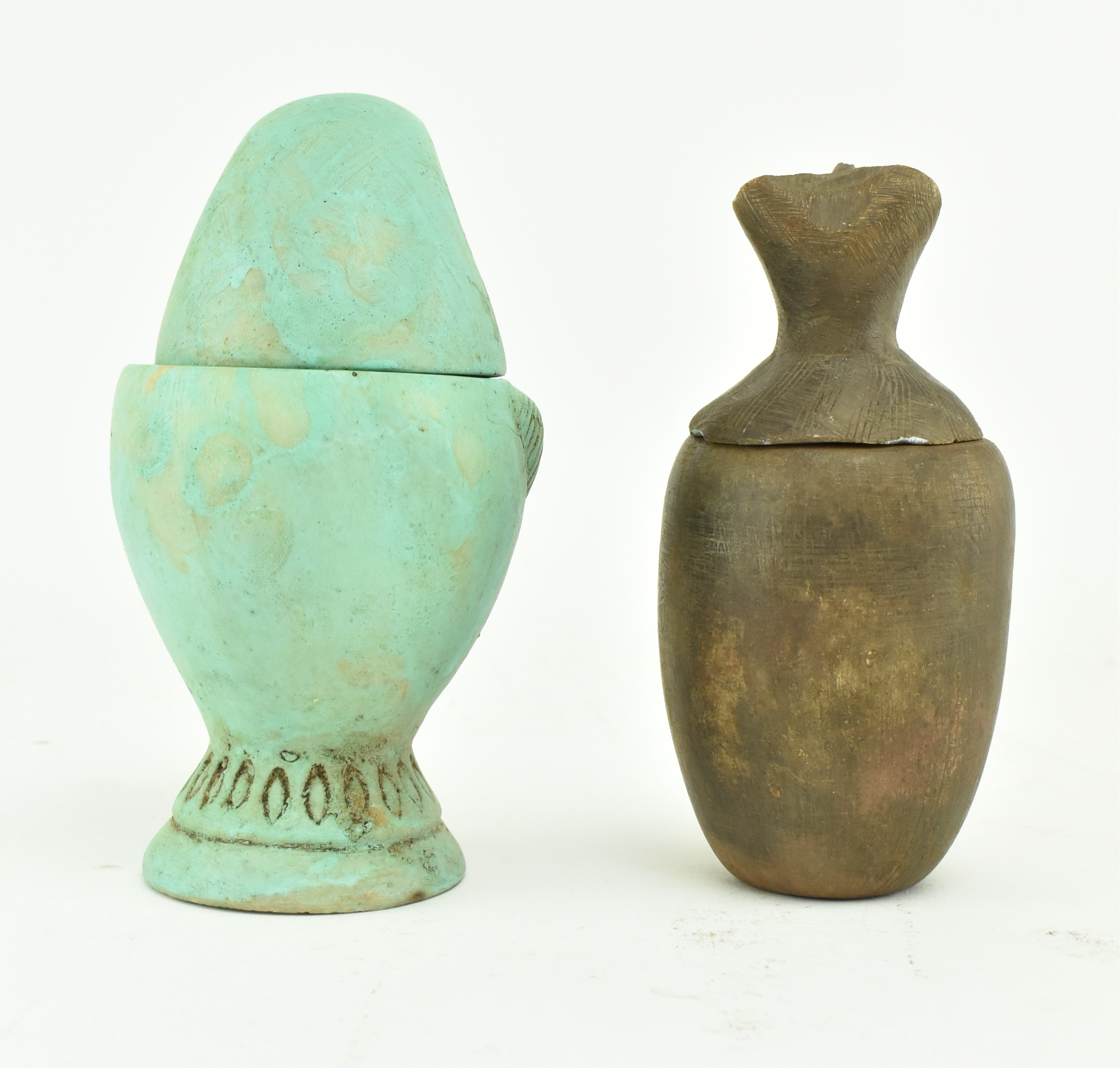 TWO EGYPTIAN CANOPIC FIGURAL JARS - Image 4 of 7