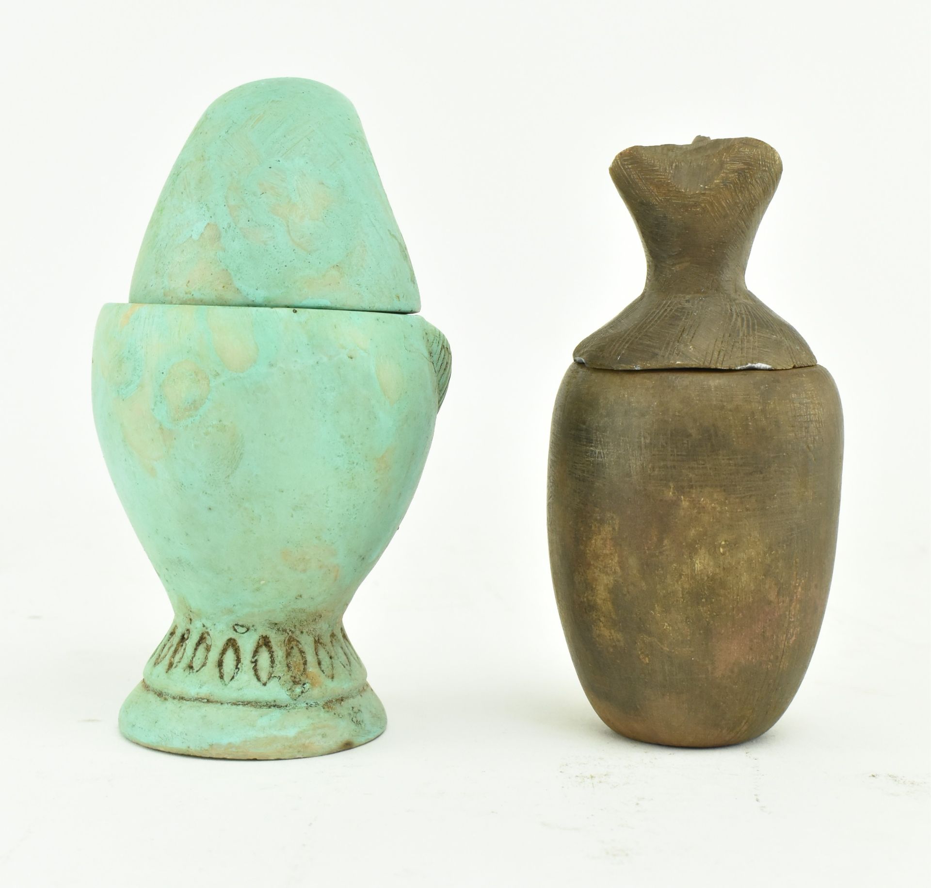 TWO EGYPTIAN CANOPIC FIGURAL JARS - Bild 4 aus 7