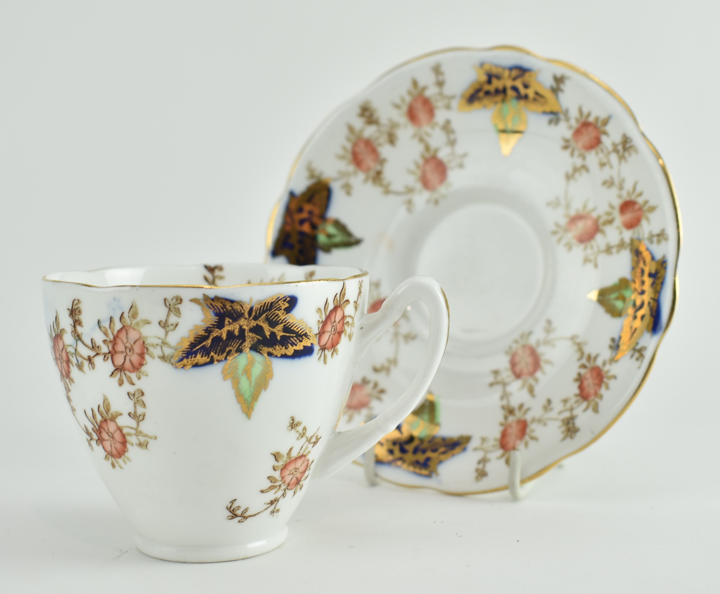 SIX VINTAGE ENGLISH BONE CHINA CUPS AND SAUCERS SETS AND A JUG - Image 5 of 10