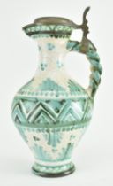 EARLY 20TH CENTURY MAJOLICA PITCHER JUG WITH PEWTER LID