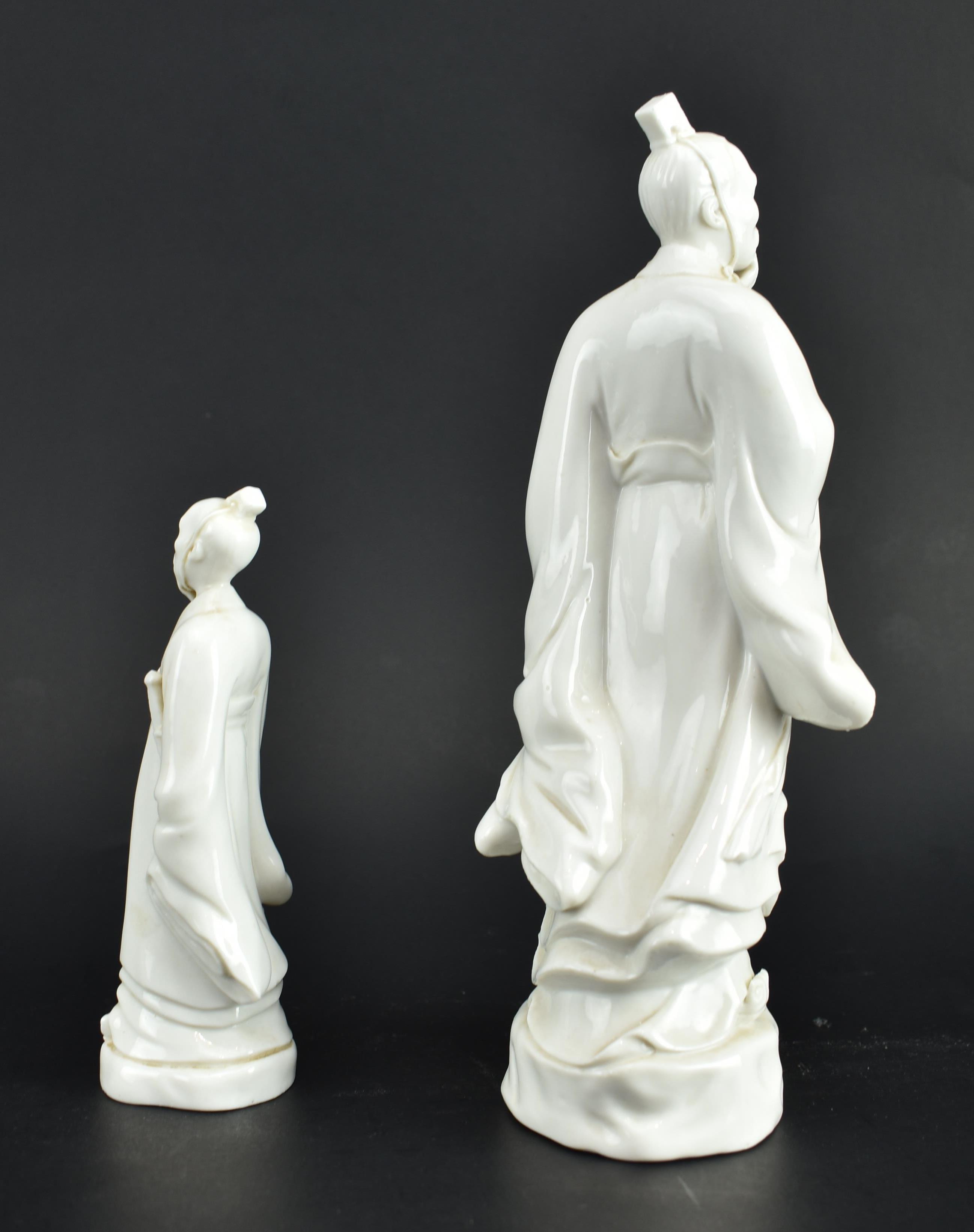 TWO 20TH CENTURY VINTAGE PORCELAIN BLANC DE CHINE FIGURES - Image 3 of 5