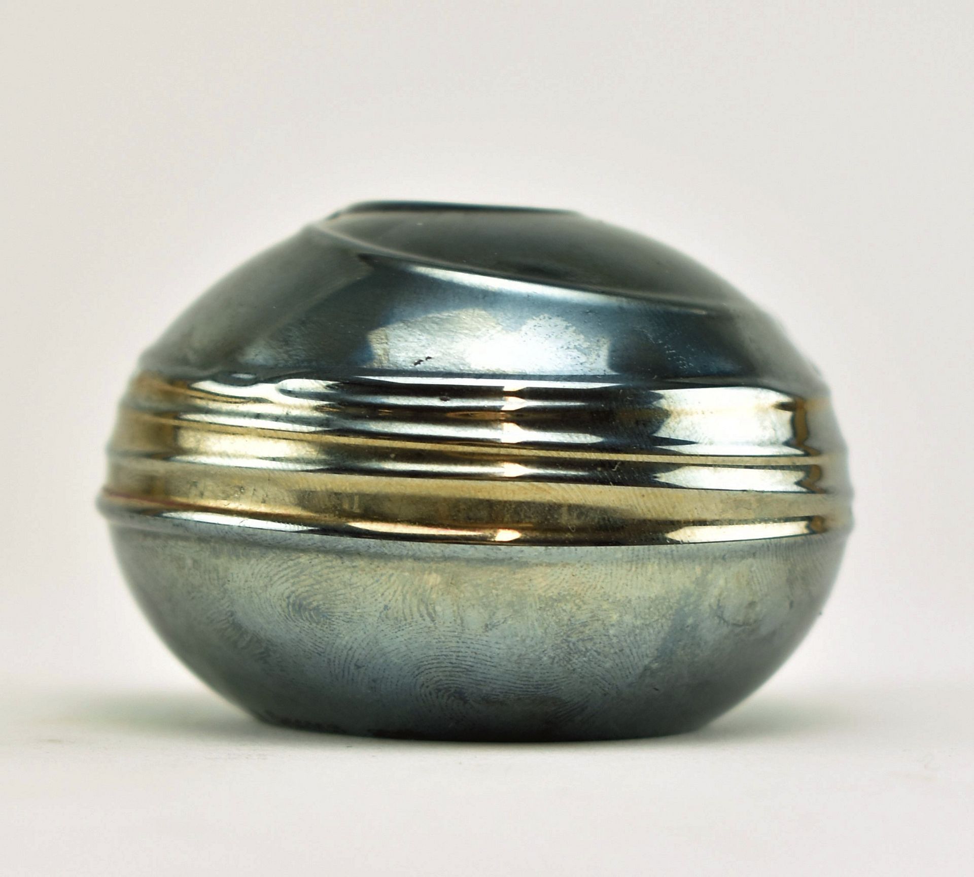 STUDIO BLUE LUSTRE GLASS PAPER WEIGHT BY PAUL BROWN