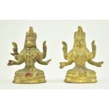 TWO 20TH CENTURY INDIAN BRASS MINIATURES OF SEATED TARA