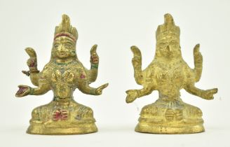 TWO 20TH CENTURY INDIAN BRASS MINIATURES OF SEATED TARA
