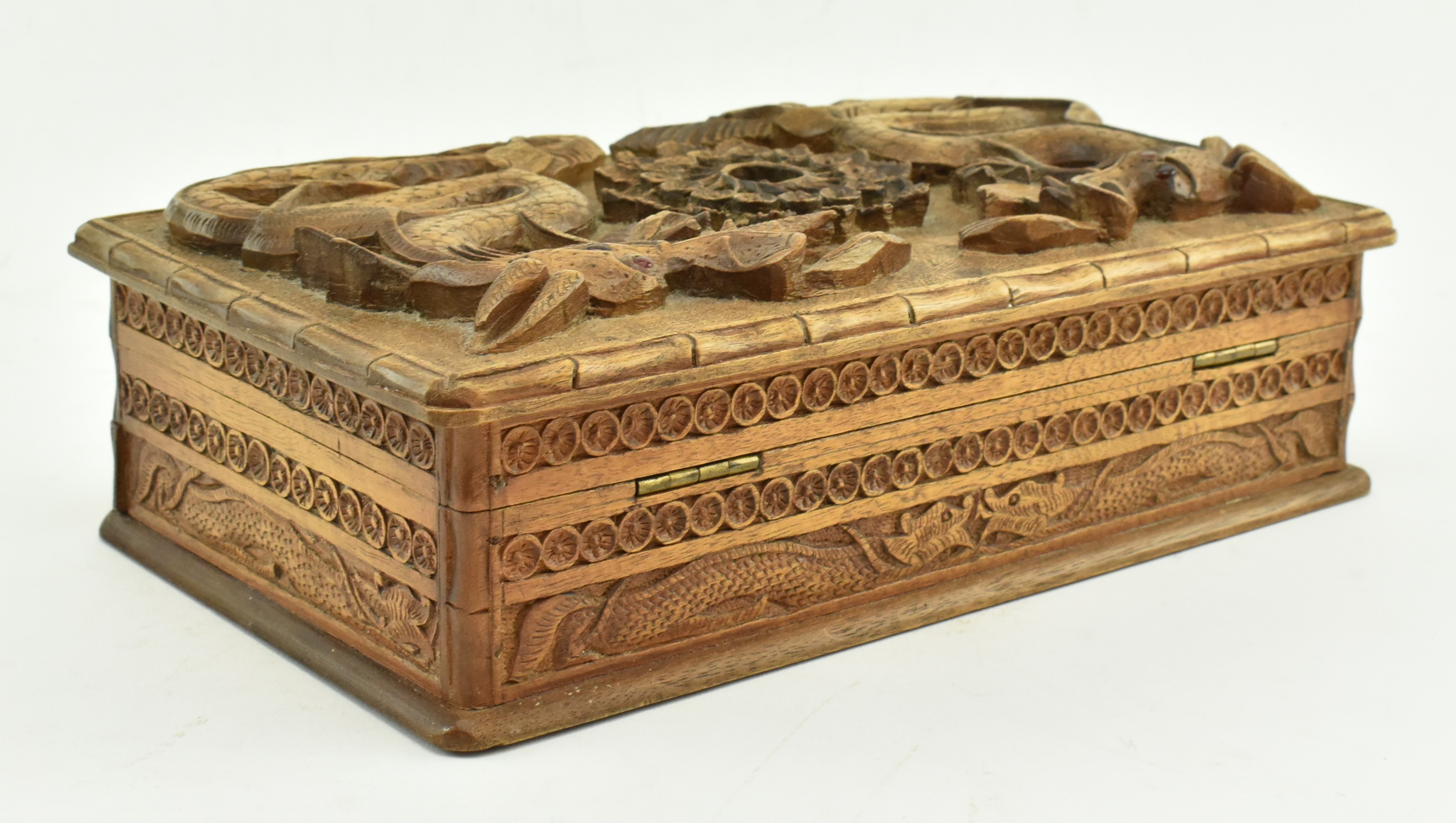 TWO HAND CARVED WOODEN BOXES - Image 8 of 10