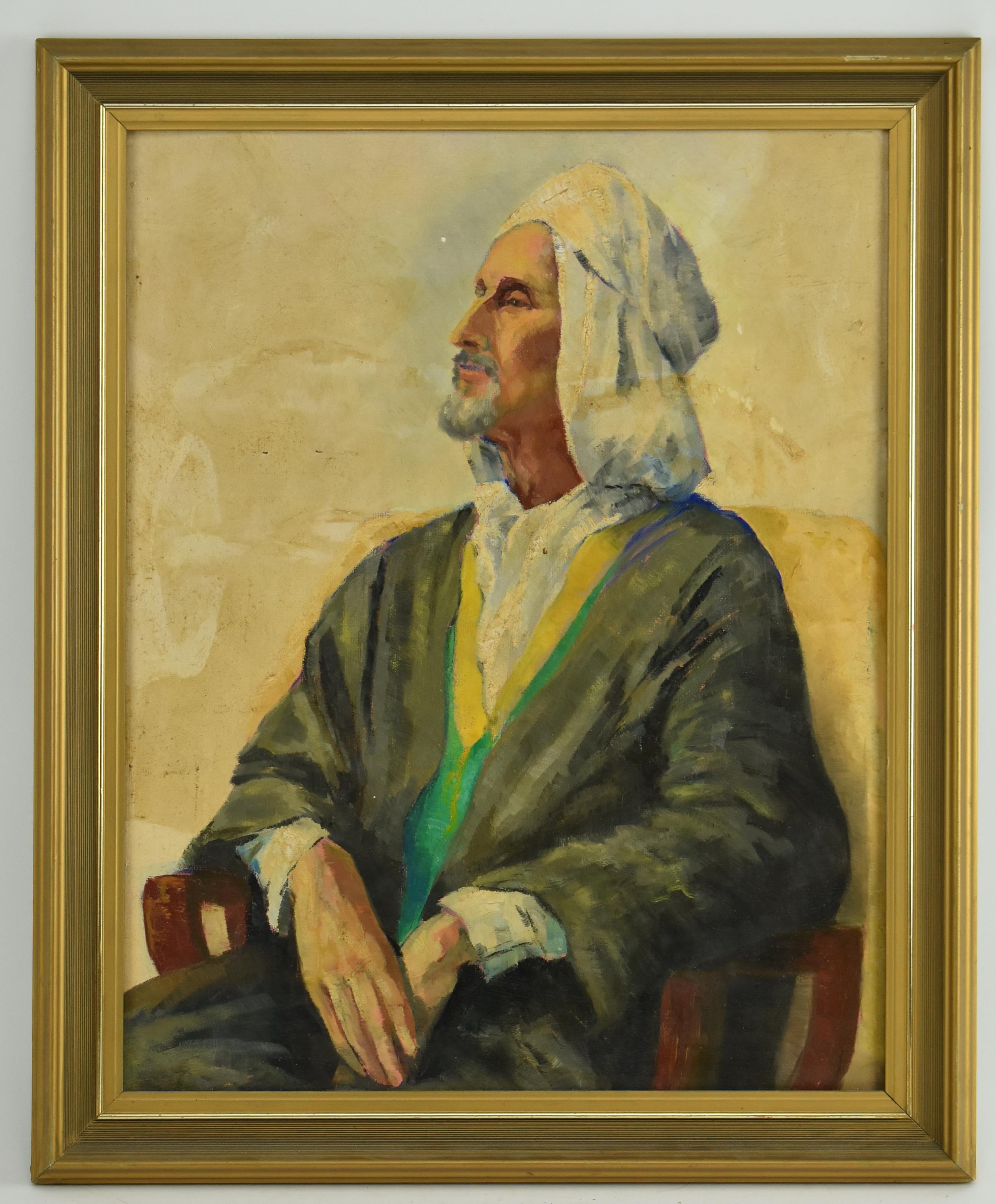 20TH CENTURY OIL ON BOARD PAINTING OF AN ARAB MAN - Image 2 of 3