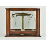 1920S ENCASED CHEMISTS PHARMACIST APOTHECARY SCALE & WEIGHTS