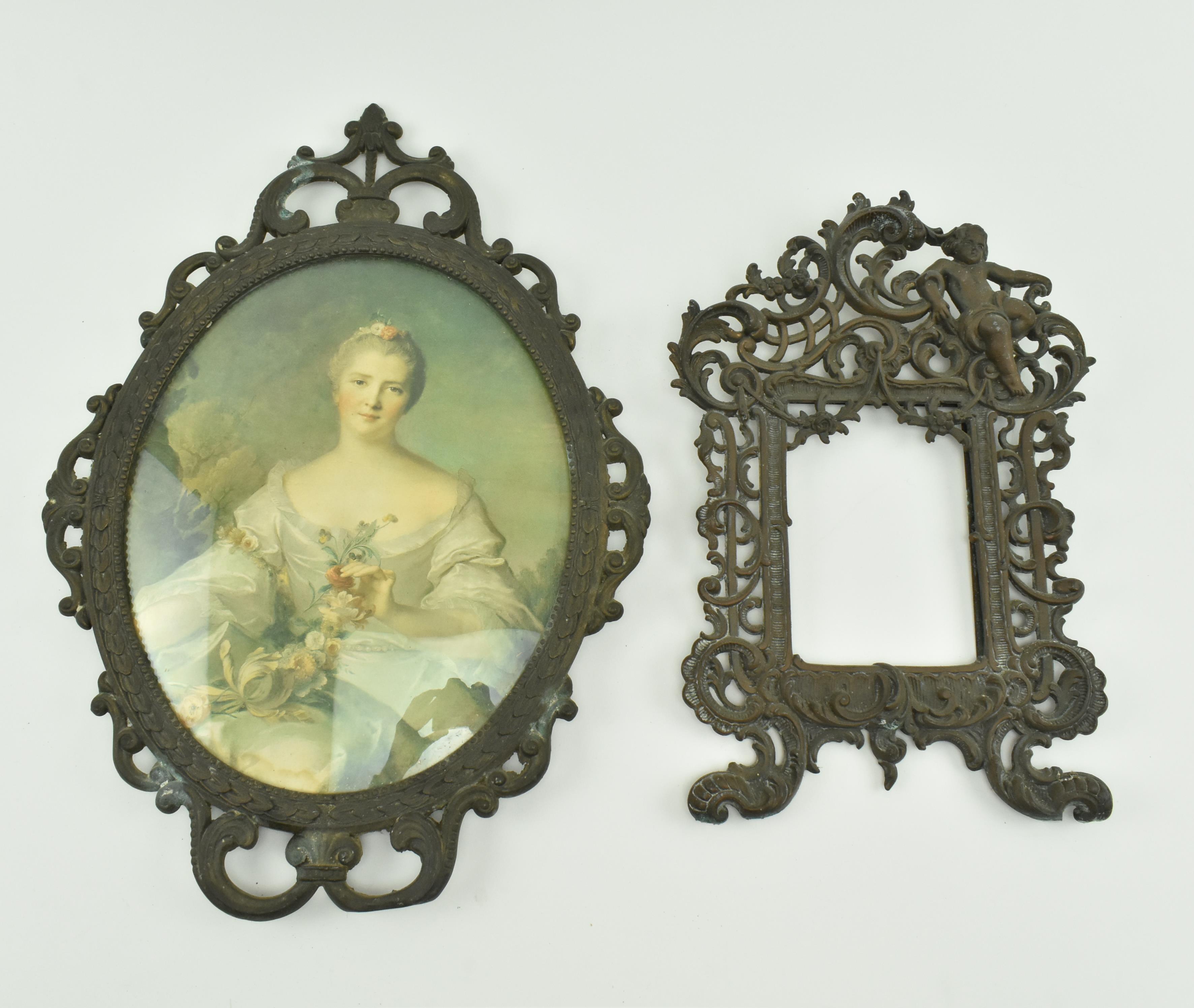 TWO VICTORIAN WROUGHT CAST COPPER PHOTOGRAPH FRAMES