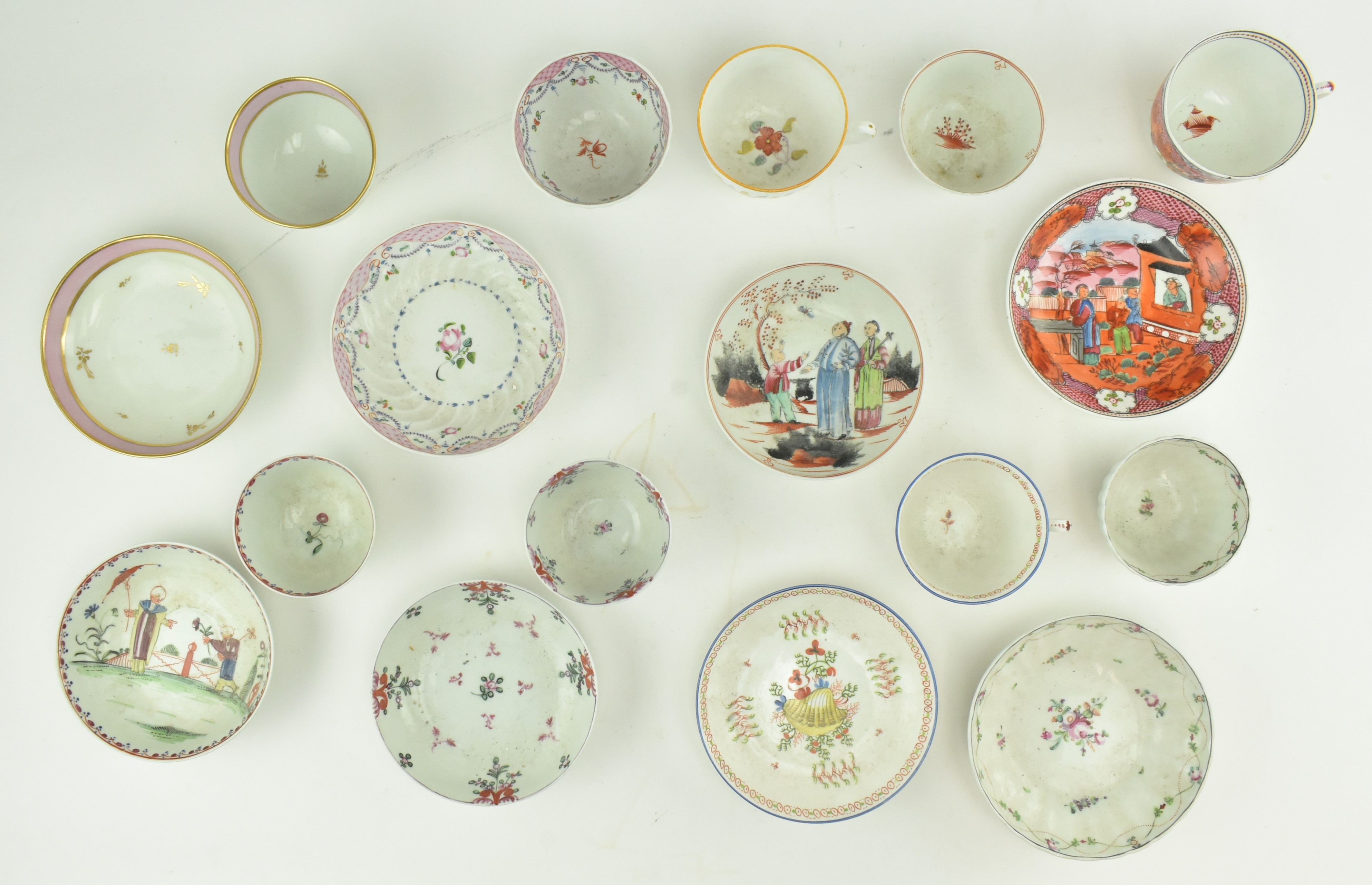 GROUP OF 18TH CENTURY NEWHALL PORCELAIN CUPS AND SAUCERS - Image 6 of 7