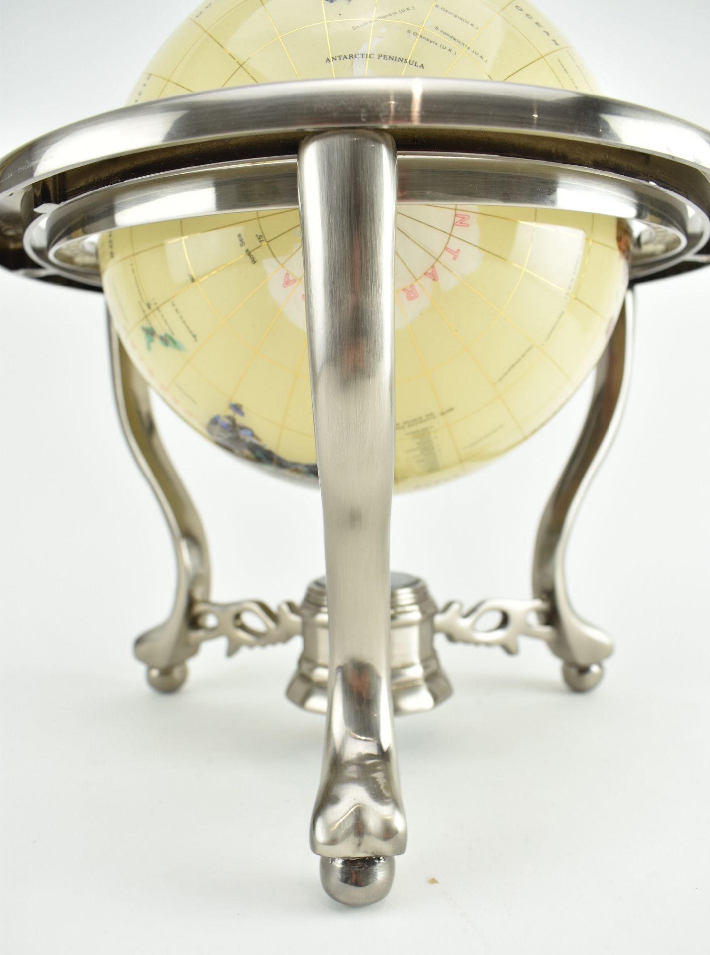 VINTAGE GEM INLAID GLOBE IN CHROME STAND - Image 5 of 7