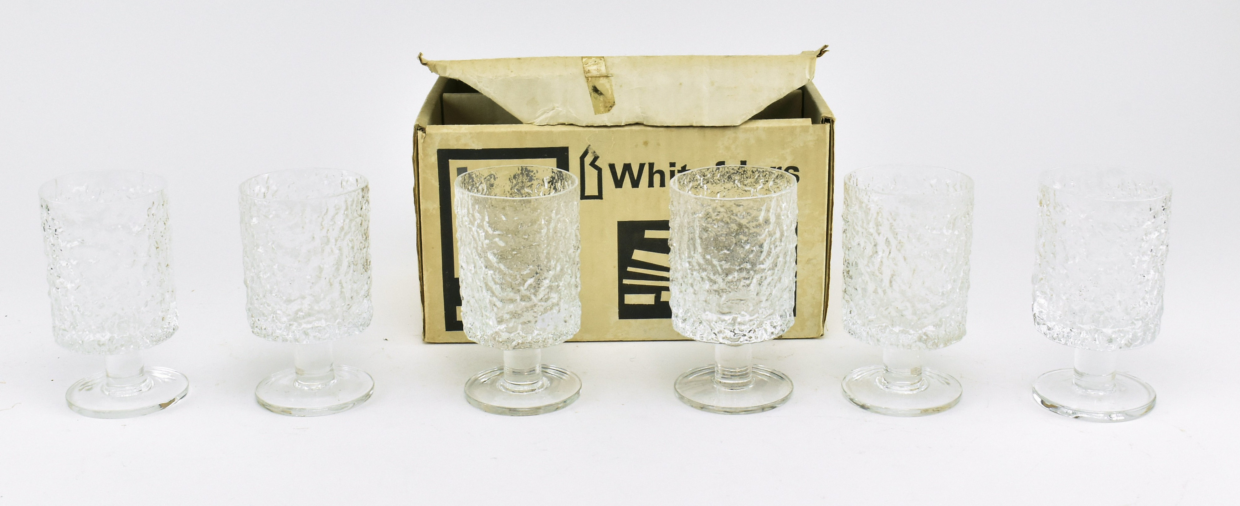 WHITEFRIARS - SIX VINTAGE GLACIER WINE GLASSES IN ORIG. BOX