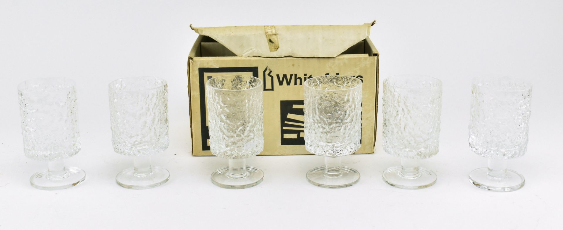 WHITEFRIARS - SIX VINTAGE GLACIER WINE GLASSES IN ORIG. BOX