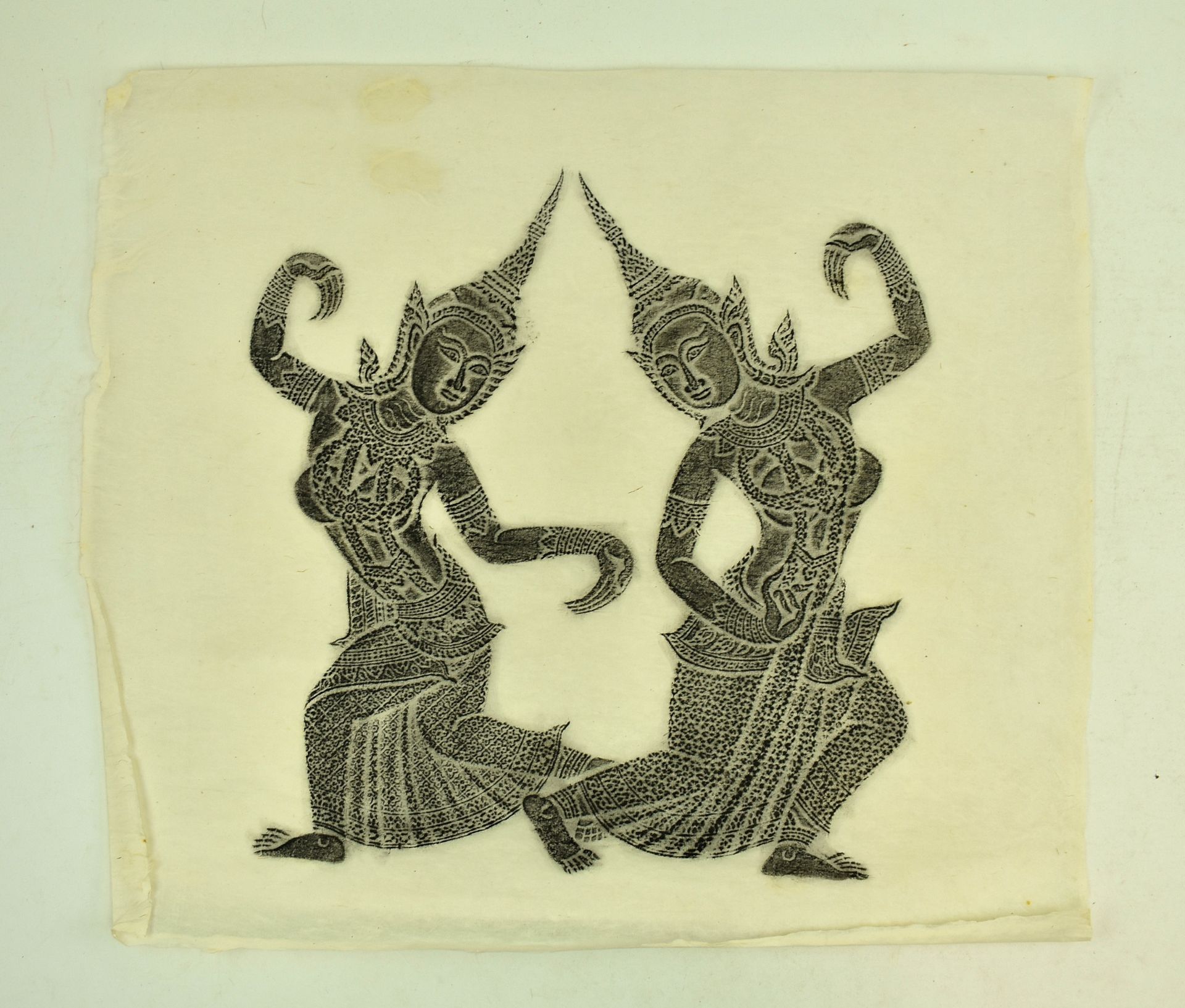 GROUP OF THREE THAI CHARCOAL RUBBING OF DANCERS & MUSICIANS - Image 2 of 3