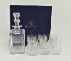 EDINBURGH CRYSTAL - SQUARE THISTLE DECANTER AND TUMBLERS