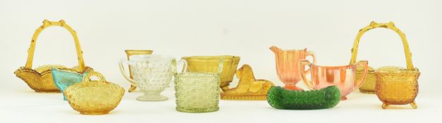 COLLECTION OF VICTORIAN & LATER COLOURED PRESSED GLASS